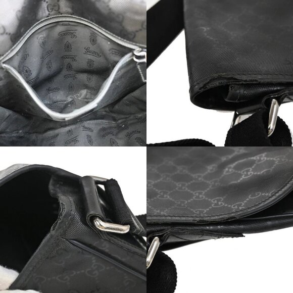 GUCCI Logo Imprime GG Pattern Shoulder Bag PVC Leather Black SHW Italy 34YH650 - Picture 12 of 16